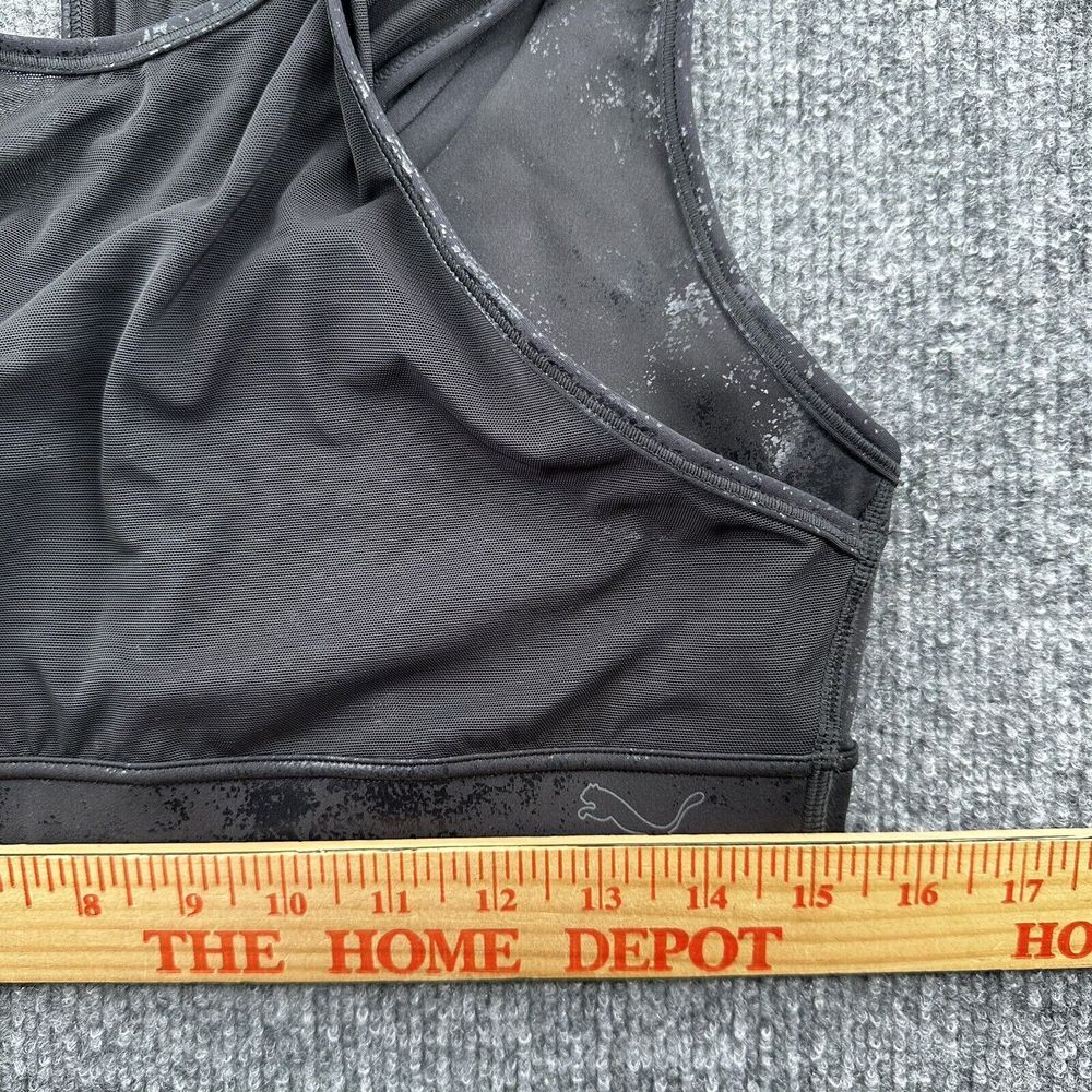 Puma Sports Bra Sz Large Mid Impact Fashion Luxe Ellavate Black Mesh Athleisure - Picture 8 of 10